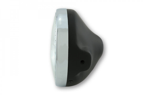 LTD Headlamp H4, black, round side holes, E-mark