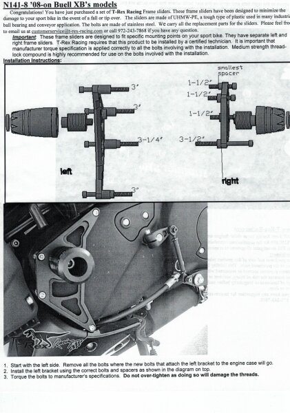 T-REX Motorprotektoren, f&uuml;r alle Buell XB9/12 ab Mj. 08
