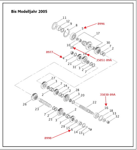 Nadellager, Getriebe Nebenwelle, alle XB bis Mj. 05